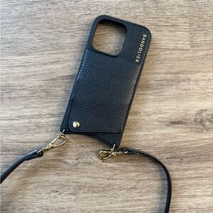 Bandolier Textured Black Phone Case with Gold Accents (iPhone 14 Pro)